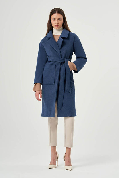 Basic Stamp Textured Indigo Coat