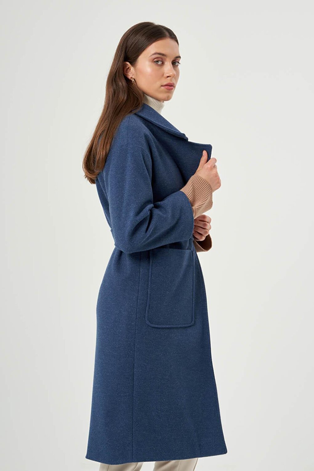 Basic Stamp Textured Indigo Coat