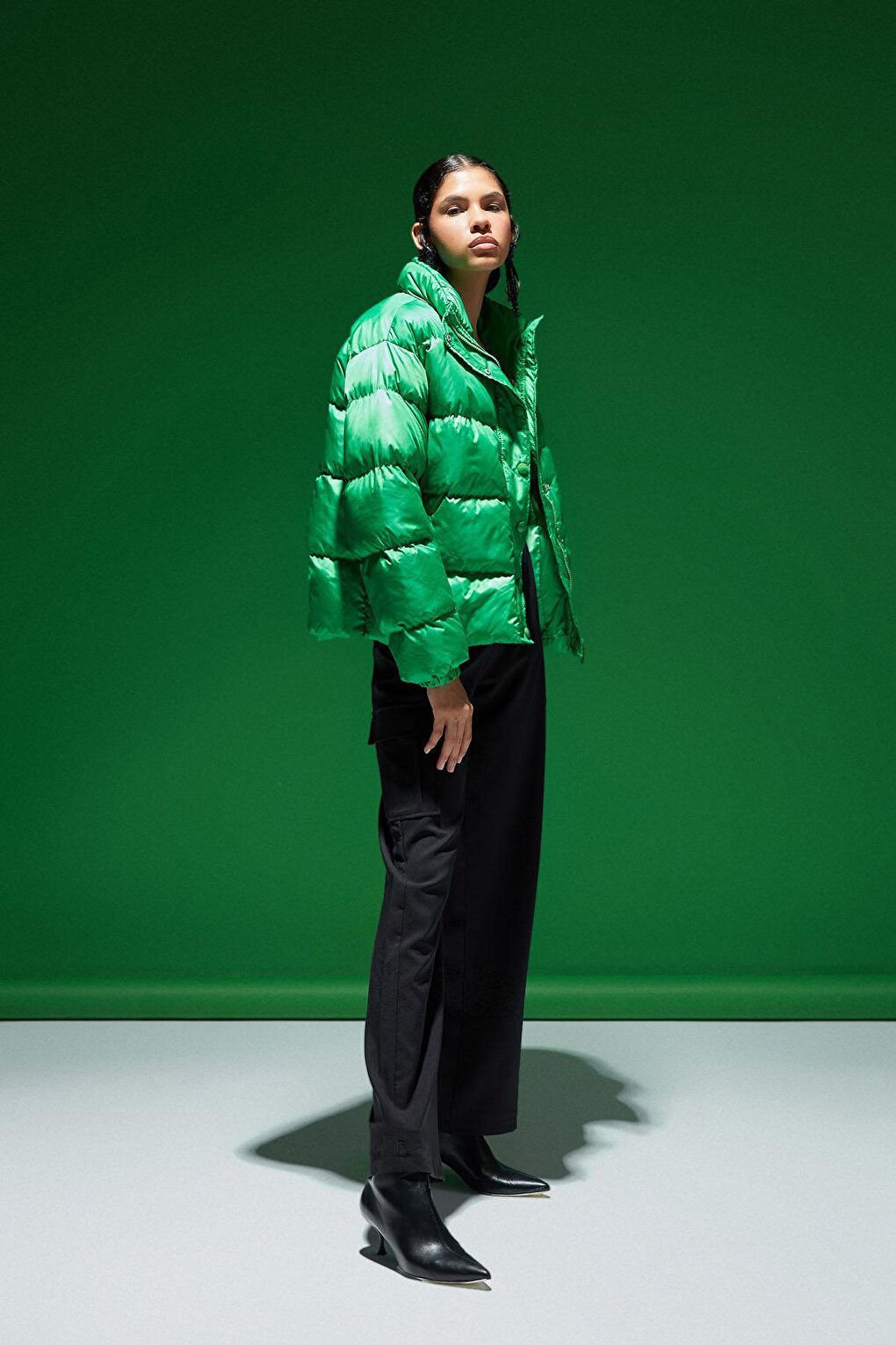 Short Puffer Jacket Green