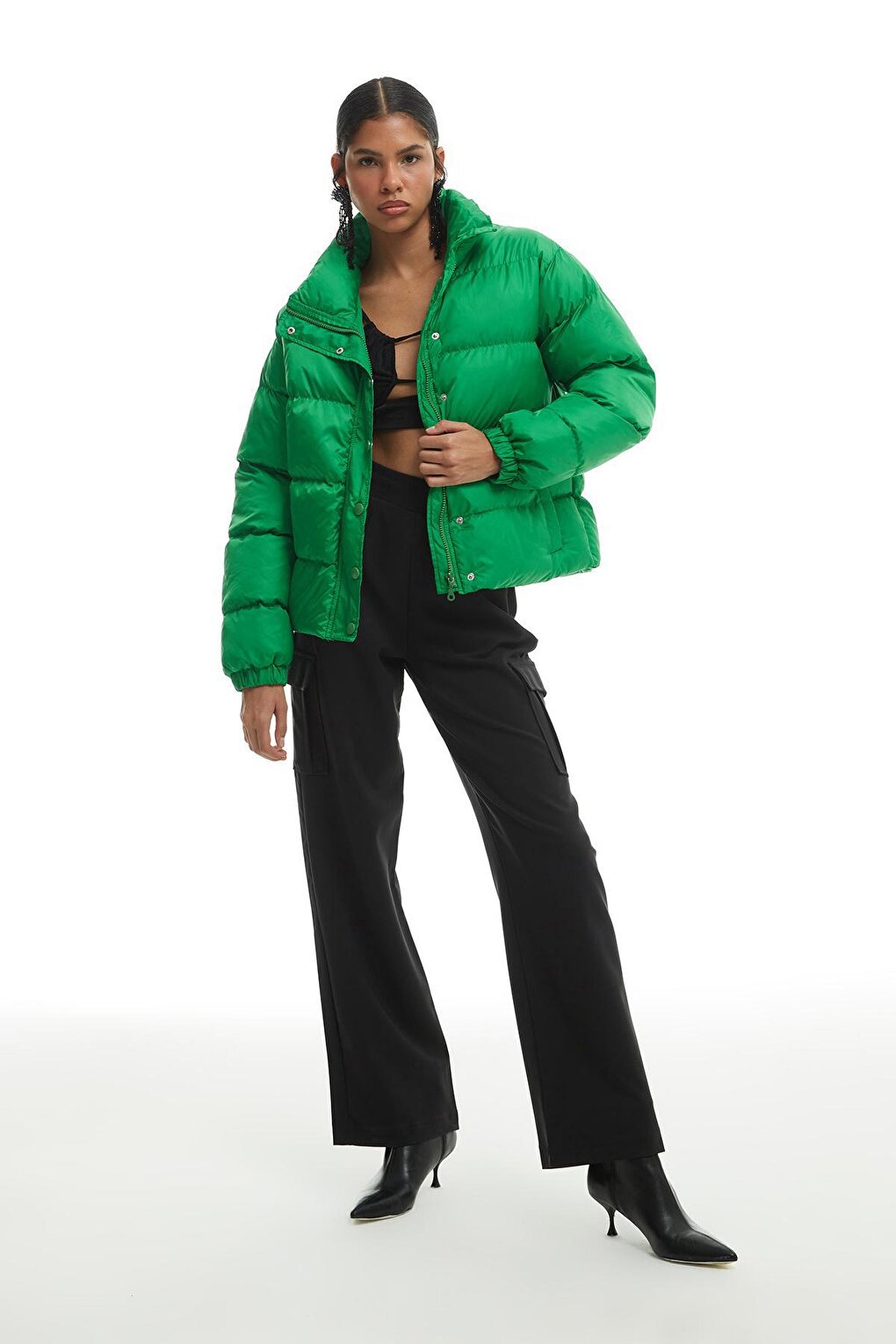 Short Puffer Jacket Green