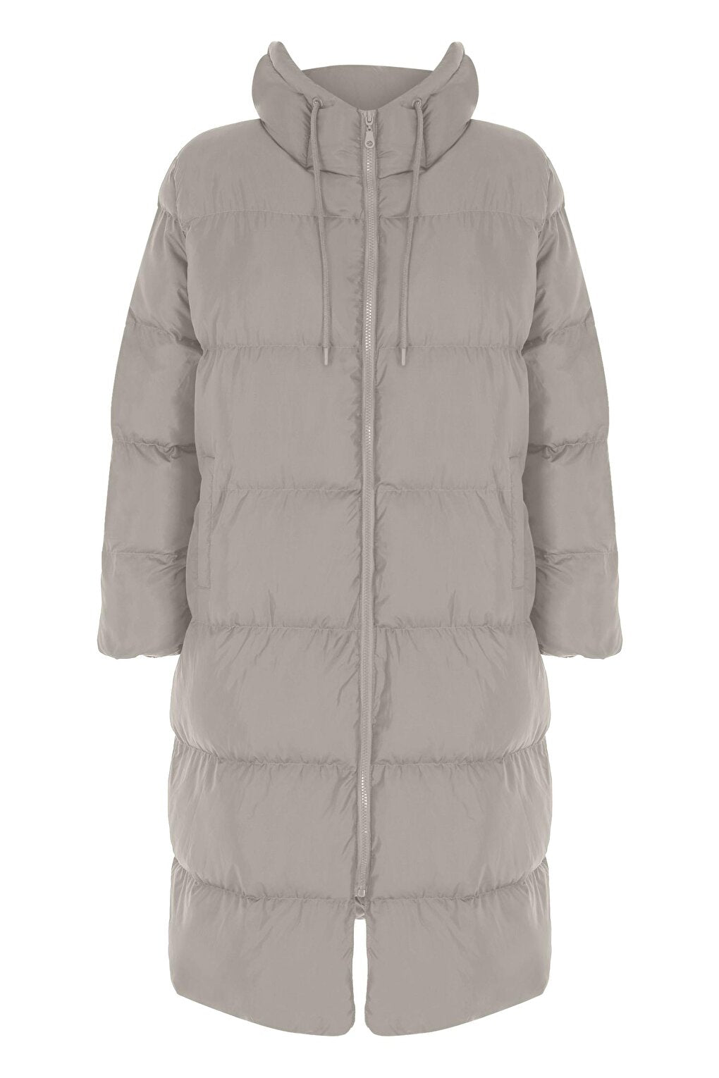 Hooded Long Puffer Coat Stone