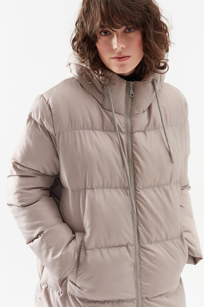 Hooded Long Puffer Coat Stone