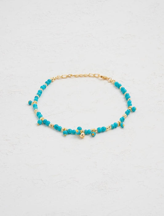 Blue Adjustable Stylish Beaded Anklet