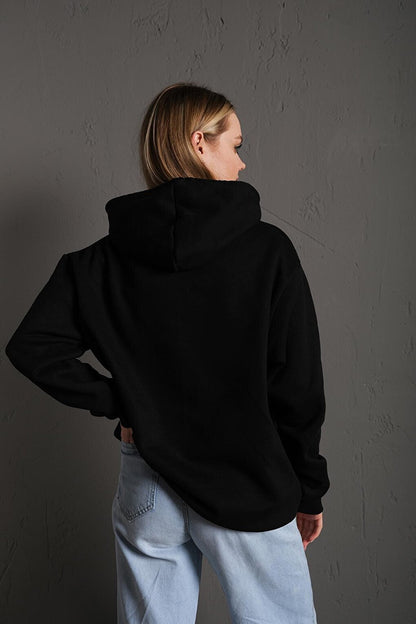 Women's Bhvr BLACK Hooded Sweatshirt