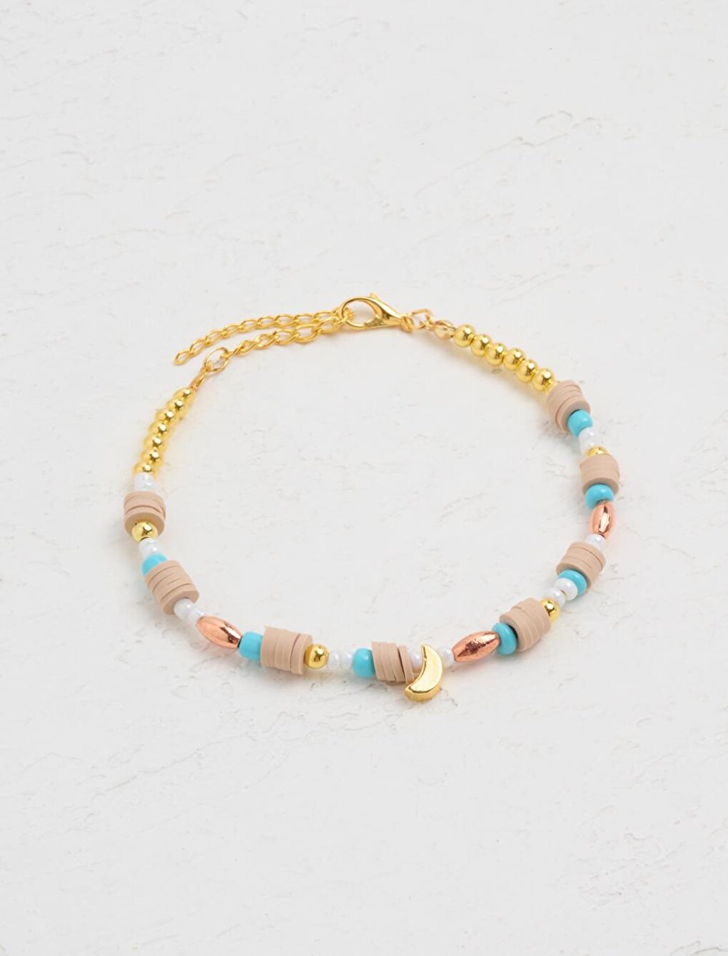 Mixed Moon Figure Adjustable Bead Anklet