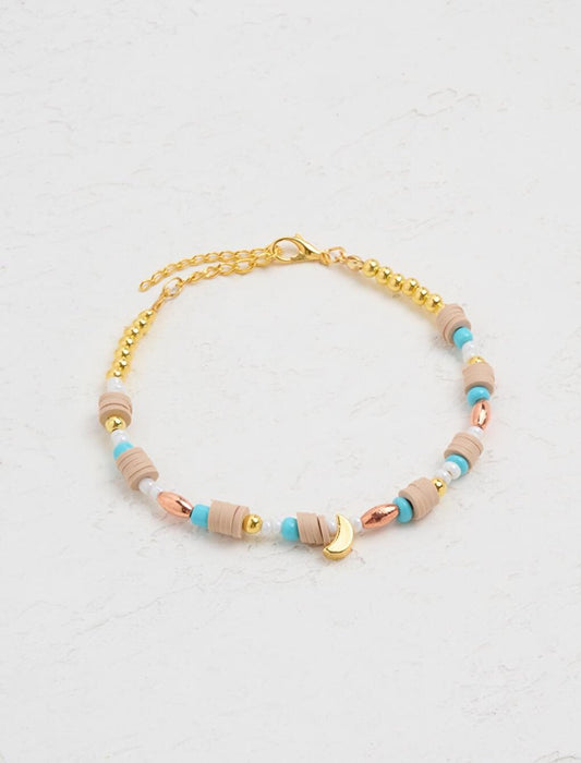 Mixed Moon Figure Adjustable Bead Anklet