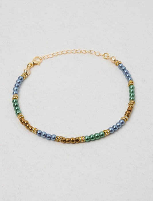 Mixed Colored Beaded Shiny Stone Anklet