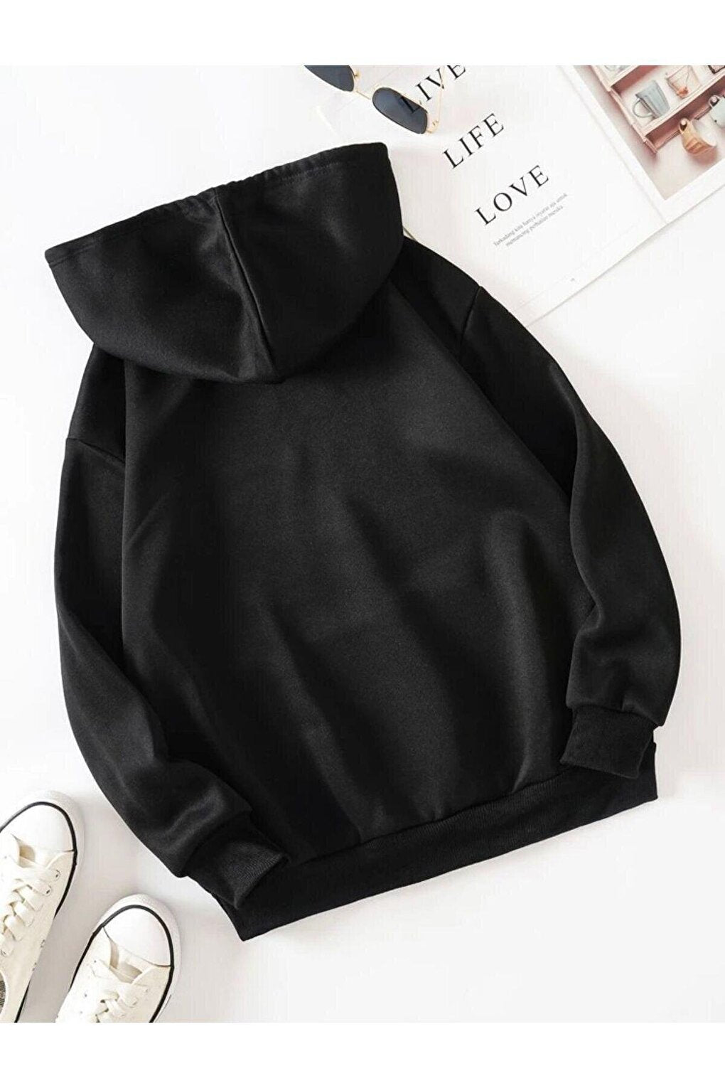 Plain Black Hooded Sweatshirt