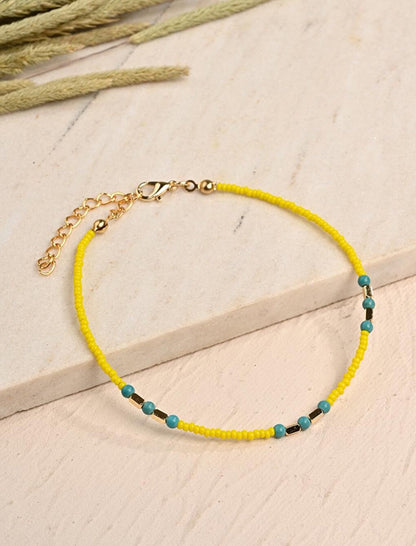 Yellow Multiple Beaded Anklet