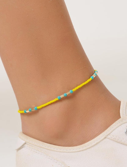 Yellow Multiple Beaded Anklet