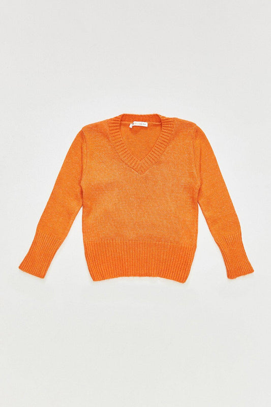 V-Neck Girl's Knitwear Sweater