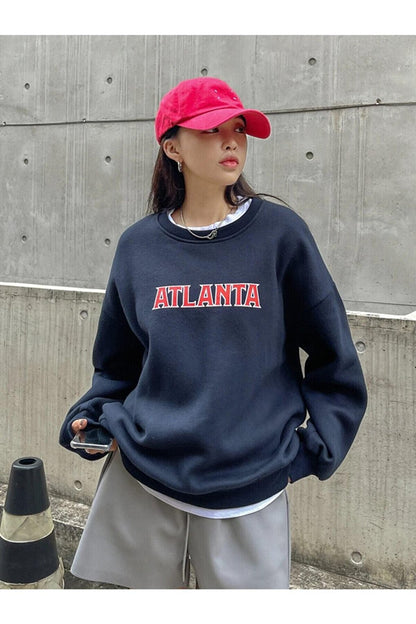 Women's Sweatshirt Oversize DARK BLUE Atlanta Printed Sweat