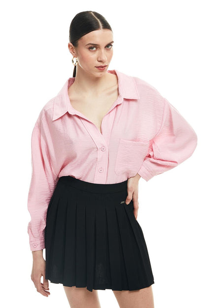 Oversize Button-Up Shirt Pink