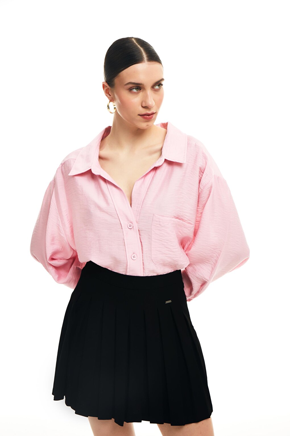 Oversize Button-Up Shirt Pink