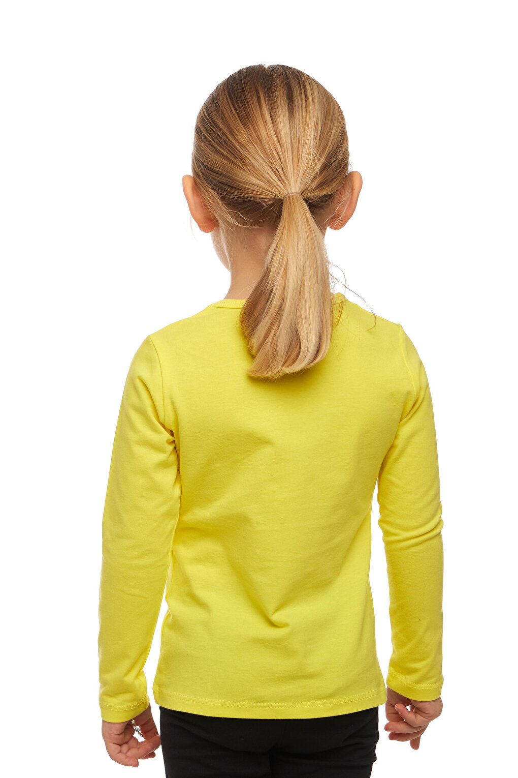 Highlighting Yellow Girl's Plain Basic Lycra Long Sleeve T-Shirt