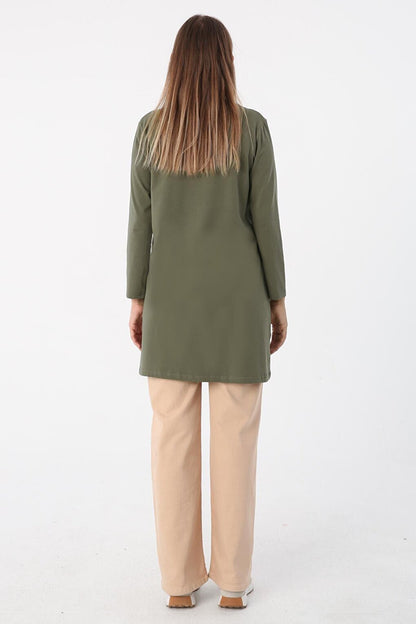 Khaki Basic Cotton Single Jersey Sweat Tunic