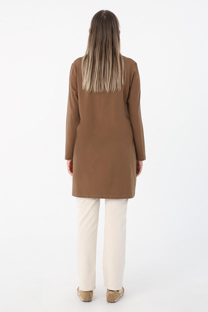 Brown Basic Cotton Single Jersey Sweat Tunic