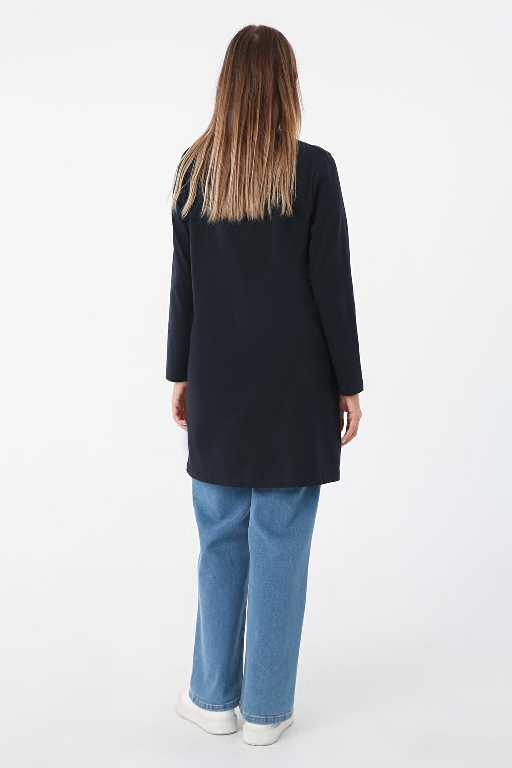 Navy Blue Basic Cotton Single Jersey Sweat Tunic