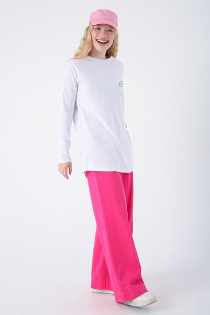 White 100% Cotton Label Detailed T-shirt Tunic