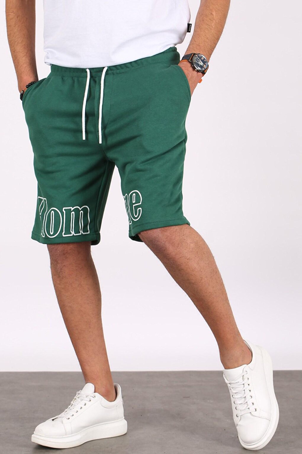 Men's Printed Green Capri Shorts 5439