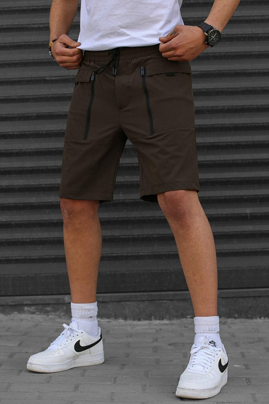 Basic Men's Capri Shorts with Brown Pockets