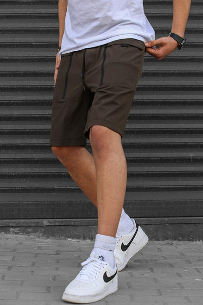 Basic Men's Capri Shorts with Brown Pockets