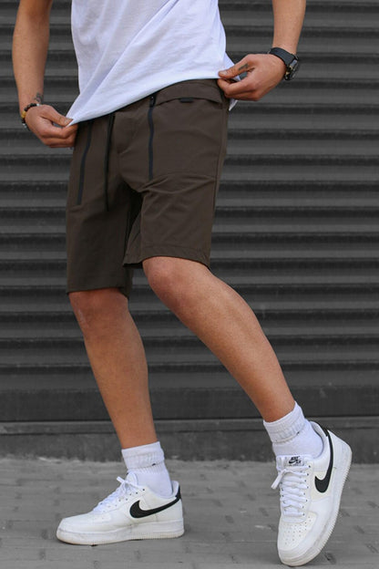 Basic Men's Capri Shorts with Brown Pockets