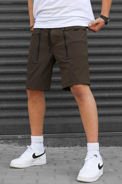 Basic Men's Capri Shorts with Brown Pockets