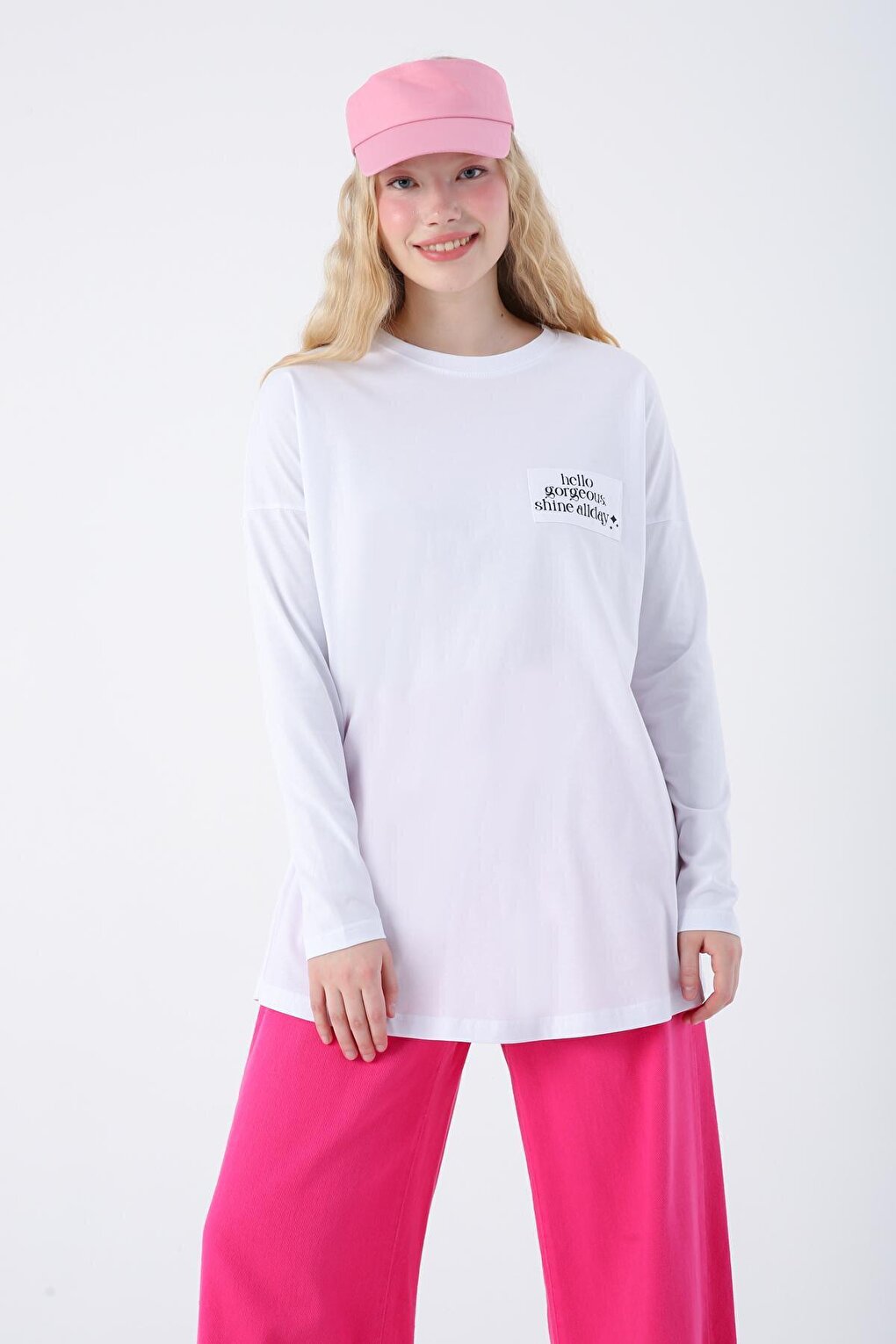 White 100% Cotton Label Detailed T-shirt Tunic