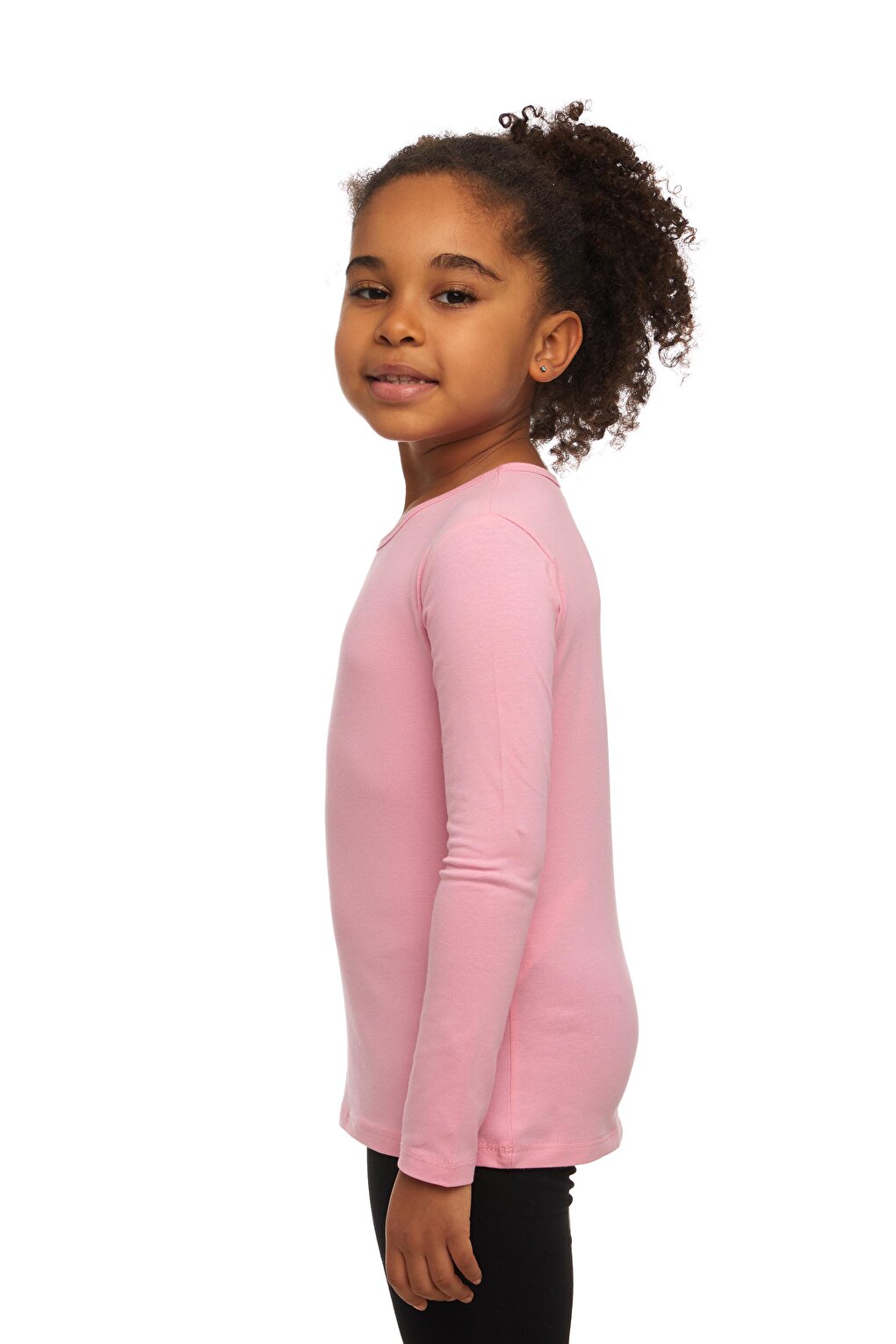 Pink Girl's Plain Basic Lycra Long Sleeve T-Shirt