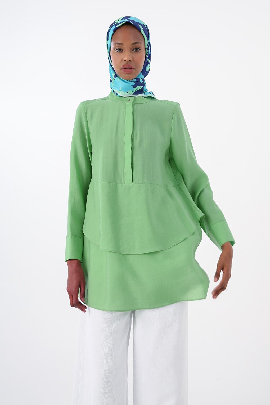 Light Green Flounced Half Layer Tunic