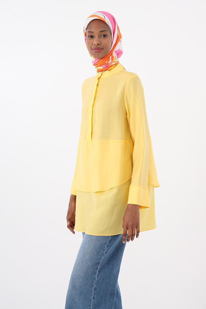 Yellow Flounce Half Placket Tunic