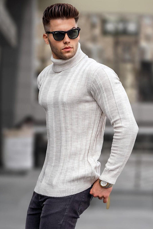 Stone Color Turtleneck Knitwear Sweater 5764