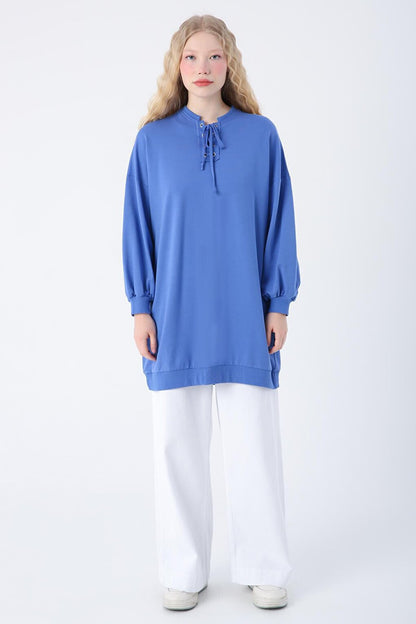 Parliament Cotton Sweat Tunic with Lace Detail on the Collar