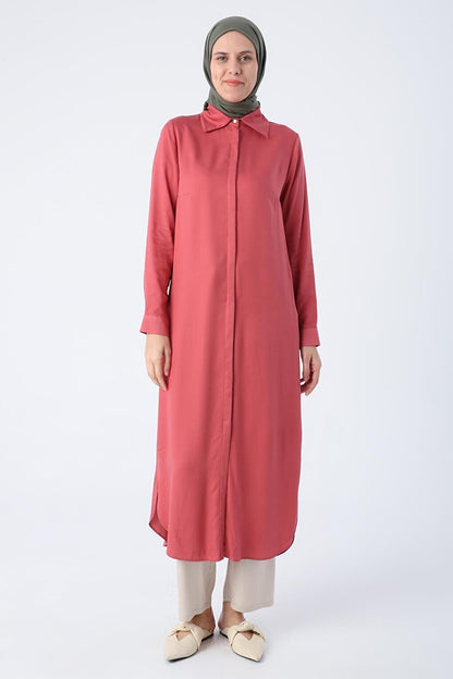 Dusty Rose Hidden Placket Shirt Tunic