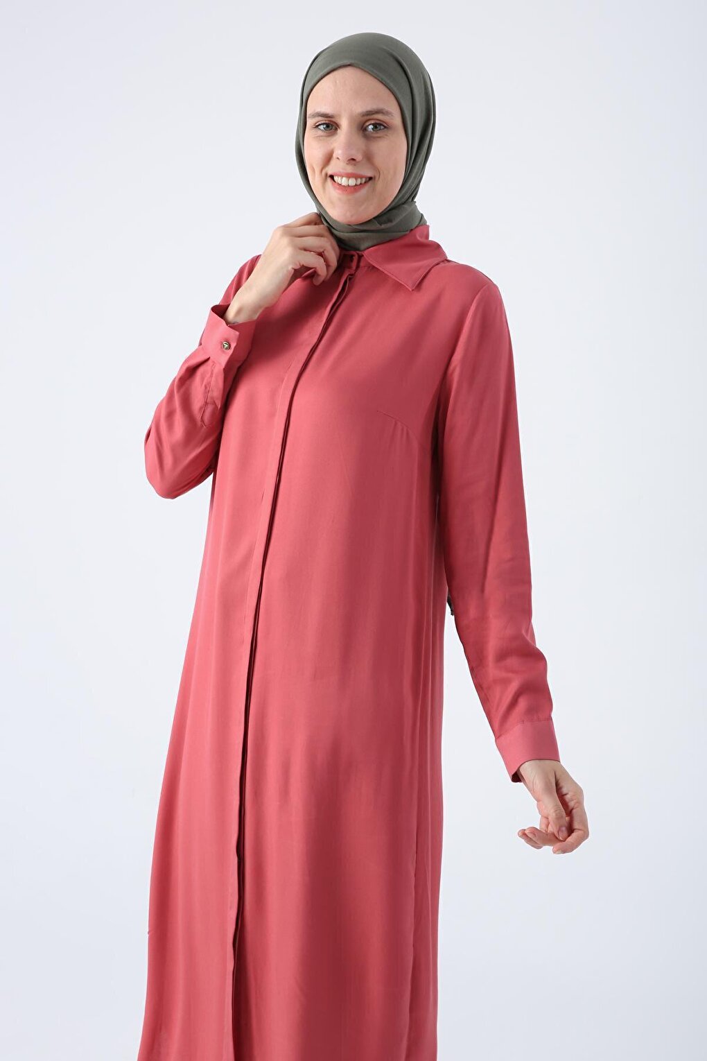 Dusty Rose Hidden Placket Shirt Tunic