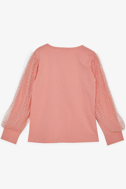 Girl's Blouse Sleeves Salmon with Tulle Detail (Ages 8-12)