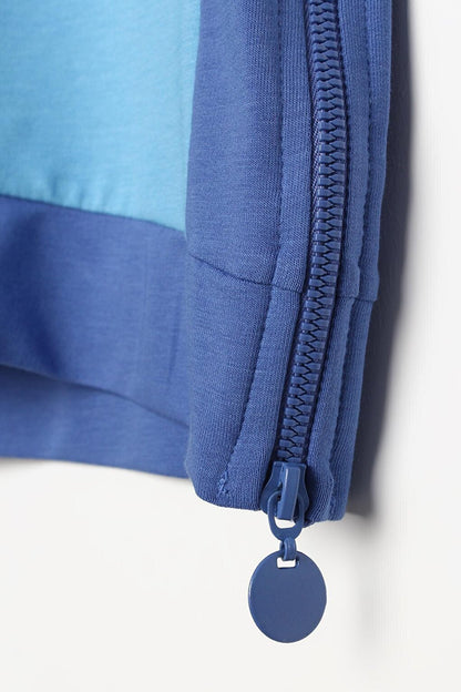 Blue Kangaroo Pocket Zipper Slit Sweat Tunic