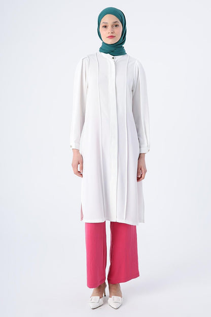 White Formal Collar Comfortable Long Shirt Tunic