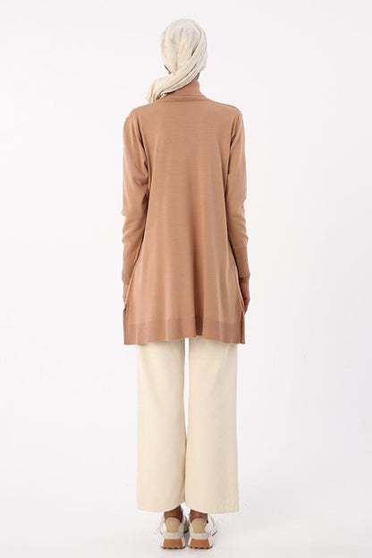 Camel Turtleneck Knitwear Tunic