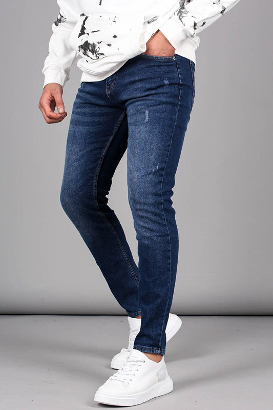 Blue Narrow Leg Slim Fit Men's Jeans 6329