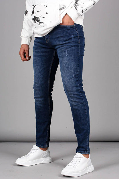 Blue Narrow Leg Slim Fit Men's Jeans 6329