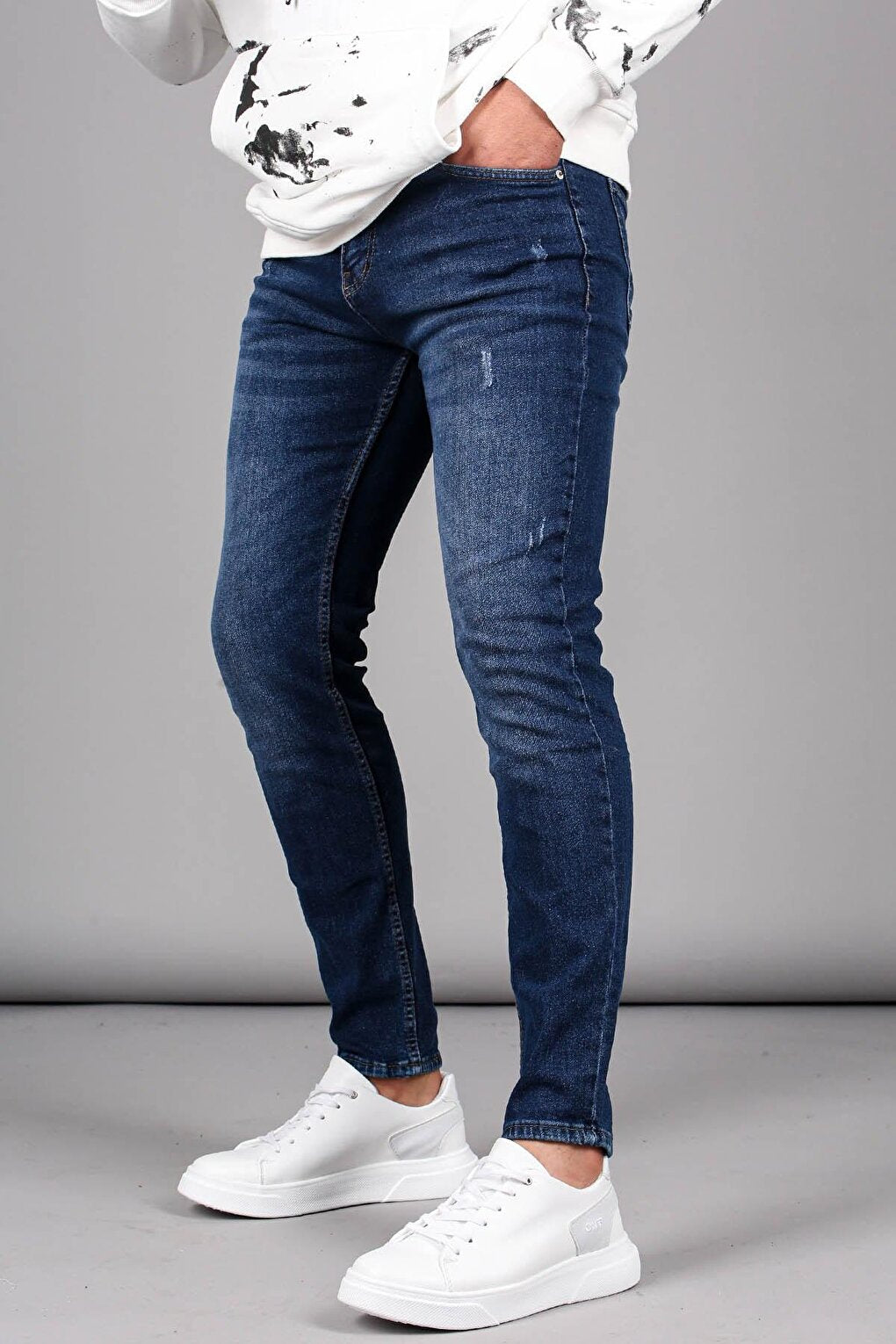 Blue Narrow Leg Slim Fit Men's Jeans 6329