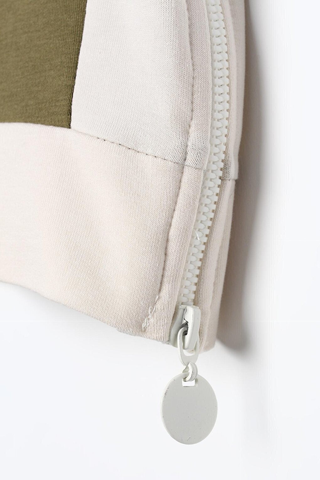 Khaki Kangaroo Pocket Zipper Slit Sweat Tunic