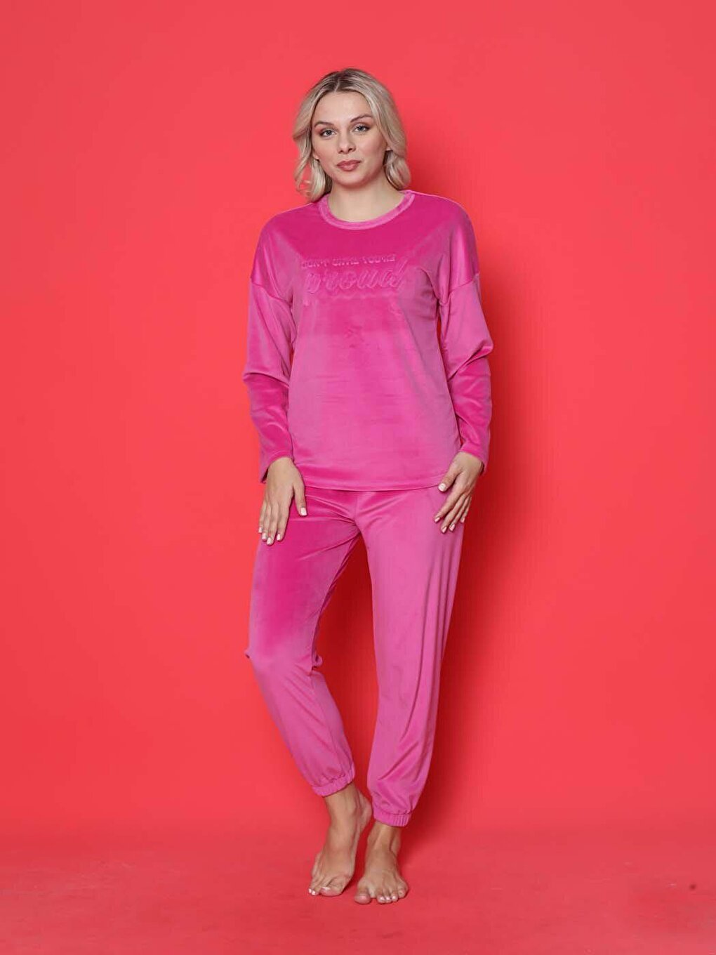 Youth Pajama Set French Velvet Proud Printed with Elastic Legs Winter Seasonal W20422249