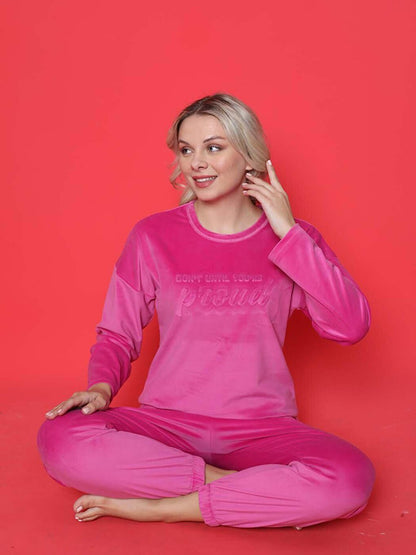 Youth Pajama Set French Velvet Proud Printed with Elastic Legs Winter Seasonal W20422249