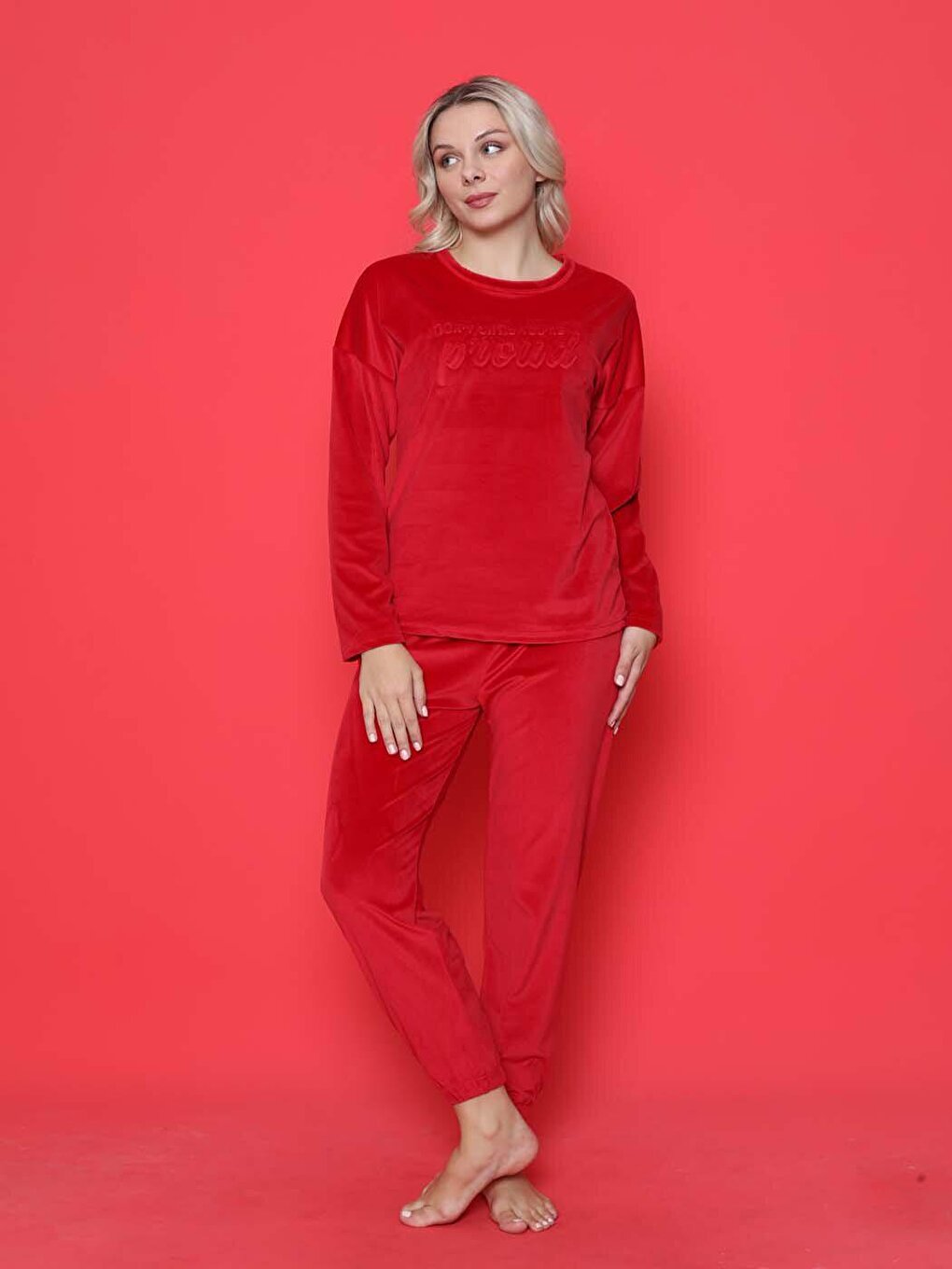 Youth Pajama Set French Velvet Proud Printed with Elastic Legs Winter Seasonal W20422249