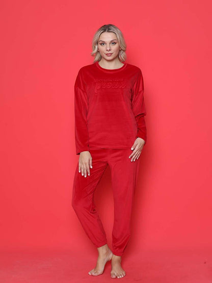 Youth Pajama Set French Velvet Proud Printed with Elastic Legs Winter Seasonal W20422249