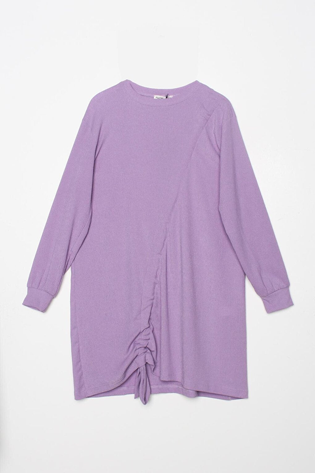 Lavender Drawstring Tie Detail Crew Neck Tunic