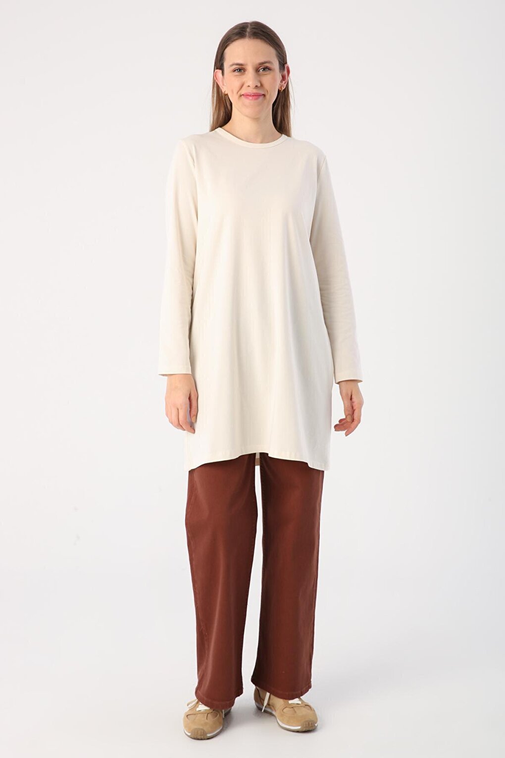 Ecru Basic Cotton Single Jersey Sweat Tunic